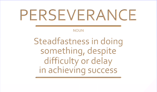 PERSEVERANCE Steadfastness in doing something, despite difficulty or delay in achieving success