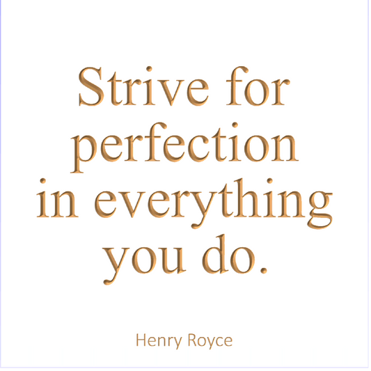 Strive for perfection in everything you do.